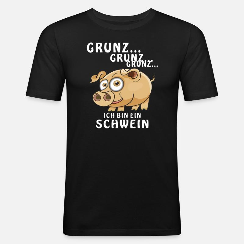 ICH BIN EIN SCHWEIN - Männer Slim Fit T-Shirt - Schwarz