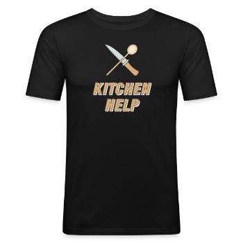 KITCHEN HELP - Men's Slim Fit T-Shirt - black - Front - Nik (191cm)