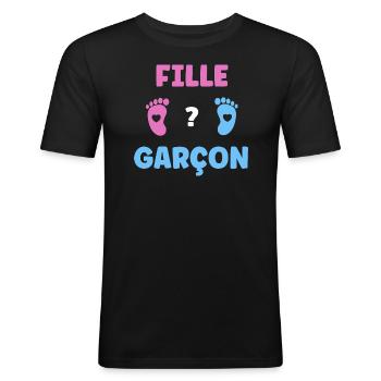 Fille ou garçon - T-shirt près du corps Homme - noir - Devant - Nik (191cm)