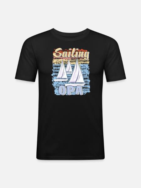 BOOTE SAILING OPA - Männer Slim Fit T-Shirt - Schwarz