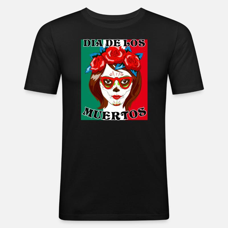 DIA DE LOS MUERTOS - Männer Slim Fit T-Shirt - Schwarz