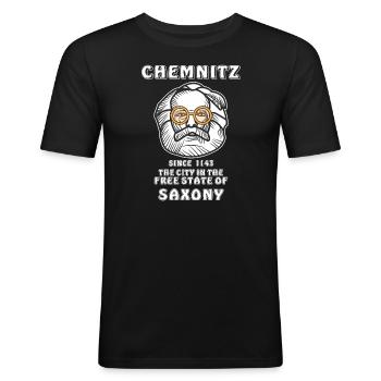 CHEMNITZ LA VILLE DANS L’ÉTAT LIBRE DE SAXE - T-shirt près du corps Homme - noir - Devant - Nik (191cm)