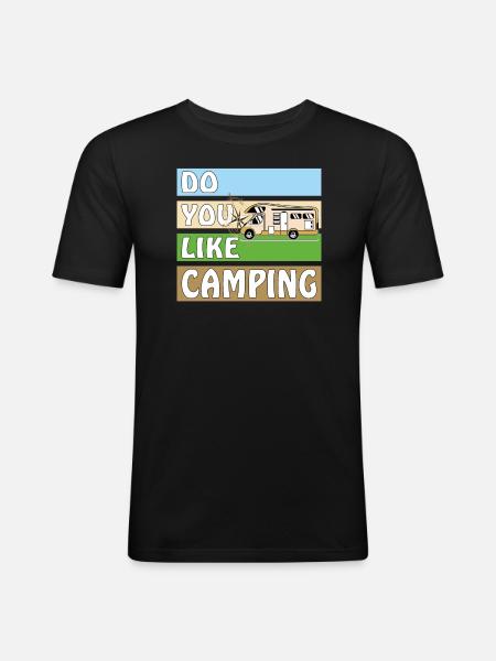 AIMEZ-VOUS LE CAMPING - T-shirt près du corps Homme - noir