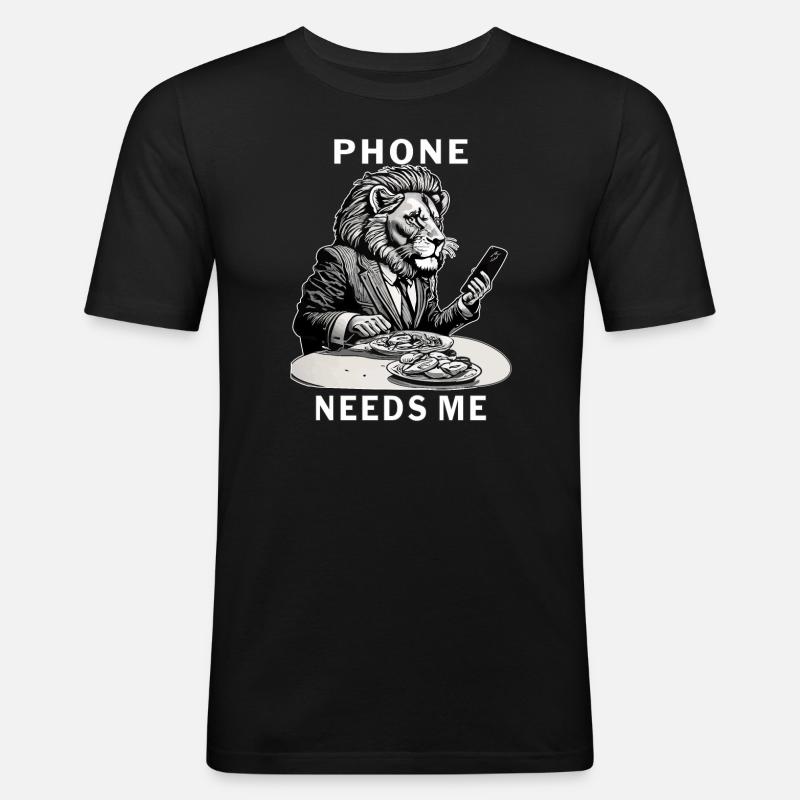 SMARTPHONE PHONE NEEDS ME - Männer Slim Fit T-Shirt - Schwarz