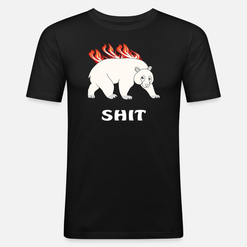 EISBÄR BRENNT SHIT - Männer Slim Fit T-Shirt - Schwarz