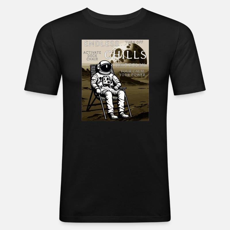 ASTRONAUT DECK CHAIR ENDLESS CHILLS - Männer Slim Fit T-Shirt - Schwarz