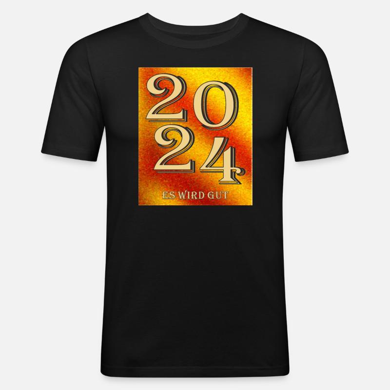2024 ES WIRD GUT - Männer Slim Fit T-Shirt - Schwarz