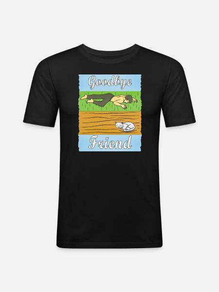 HUMAN, SAD, CAT - Men's Slim Fit T-Shirt - black