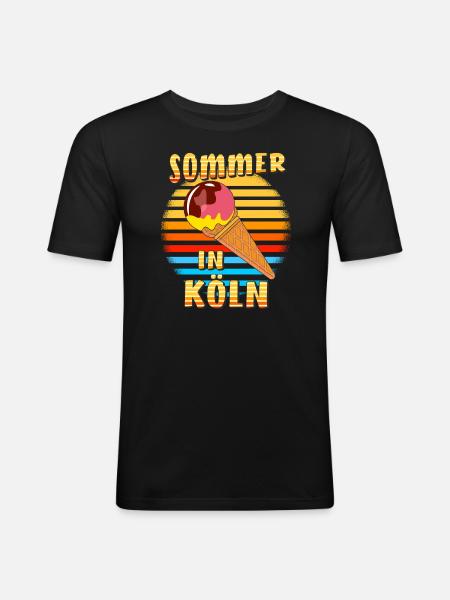 SOMMER IN KÖLN - Männer Slim Fit T-Shirt - Schwarz