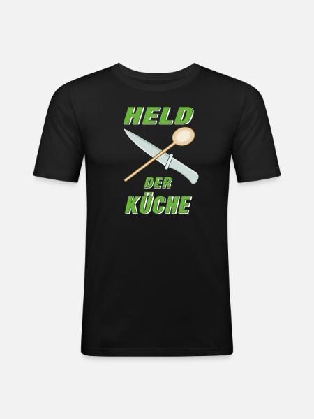 HELD DER KÜCHE - Männer Slim Fit T-Shirt - Schwarz