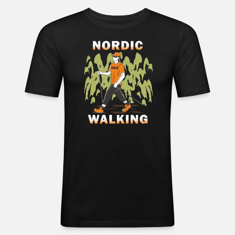 POLE WALKING - Men's Slim Fit T-Shirt - black