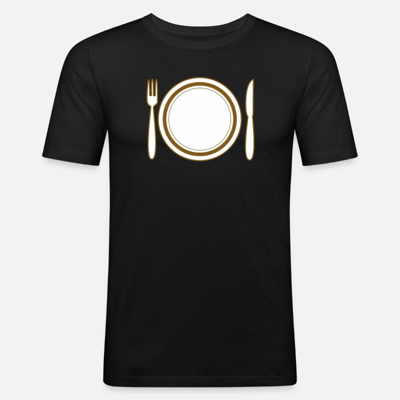 TELLER BESTECK - Männer Slim Fit T-Shirt - Schwarz