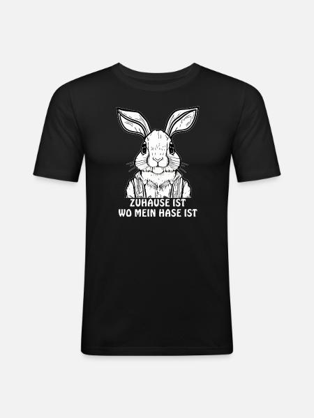 HASE ZUHAUSE IST - Männer Slim Fit T-Shirt - Schwarz