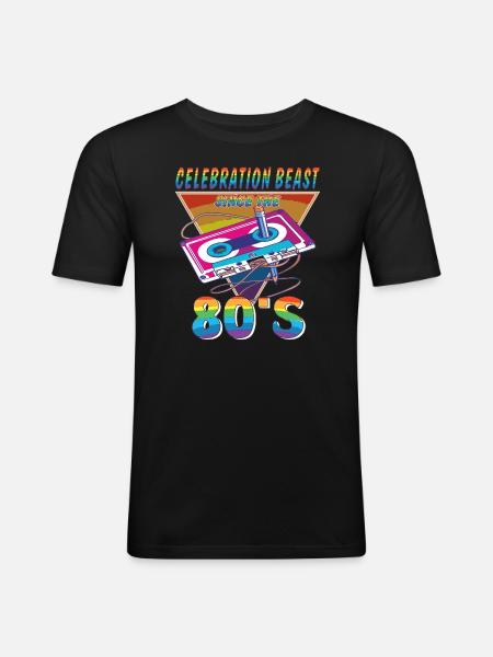 CASSETTE CELEBRATION BEAST 80S - Men's Slim Fit T-Shirt - black