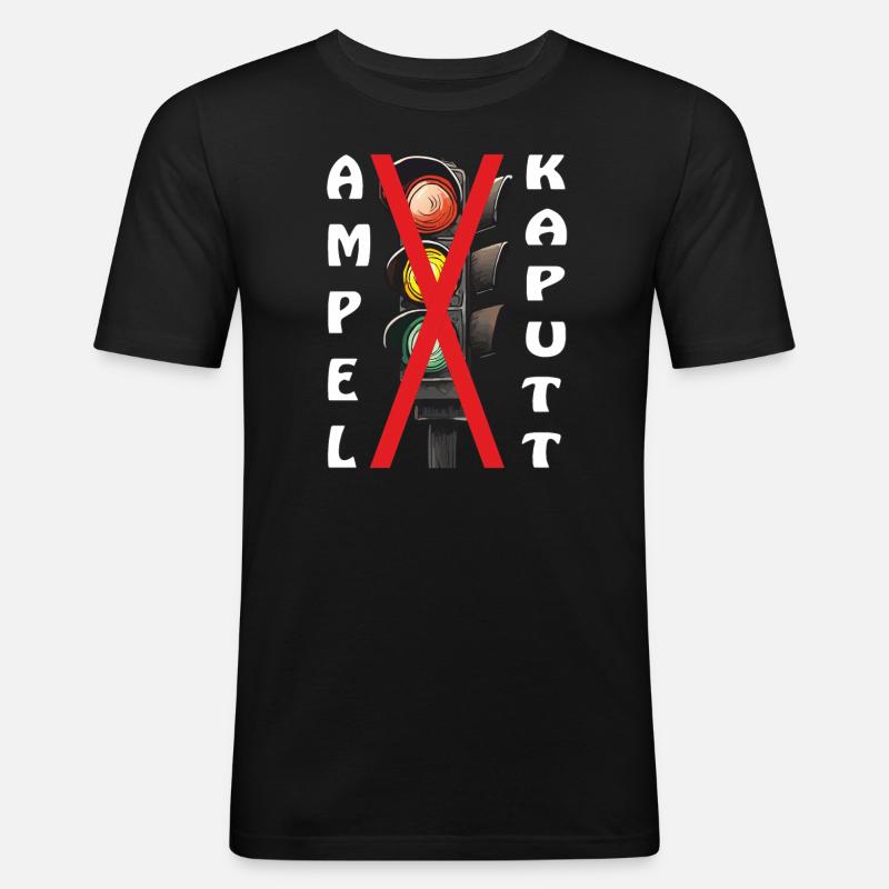 AMPEL KAPUTT - Männer Slim Fit T-Shirt - Schwarz