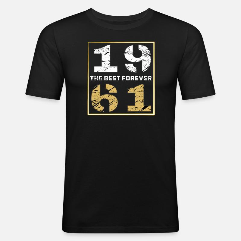 THE BEST FOREVER 1961 - Männer Slim Fit T-Shirt - Schwarz