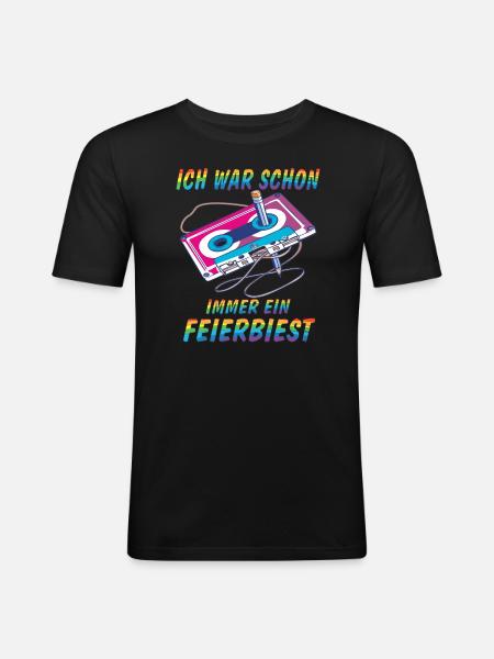 CASSETTE PARTY BEAST - Men's Slim Fit T-Shirt - black