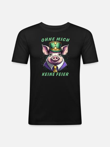 Pig NO CELEBRATION WITHOUT ME - Men's Slim Fit T-Shirt - black