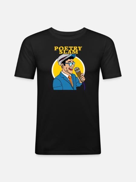 MAN MICROPHONE POETRY SLAM - Men's Slim Fit T-Shirt - black