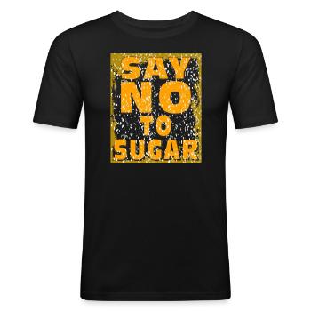 ZUCKER SAY NO TO SUGAR - Men's Slim Fit T-Shirt - black - Front - Nik (191cm)