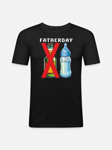 BABYFLASCHE BIERFLASCHE FATHERDAY - Männer Slim Fit T-Shirt - Schwarz
