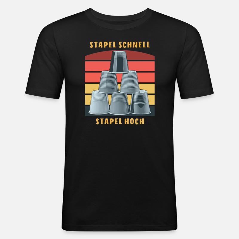 STACKING STACK FAST STACK UP - Men's Slim Fit T-Shirt - black