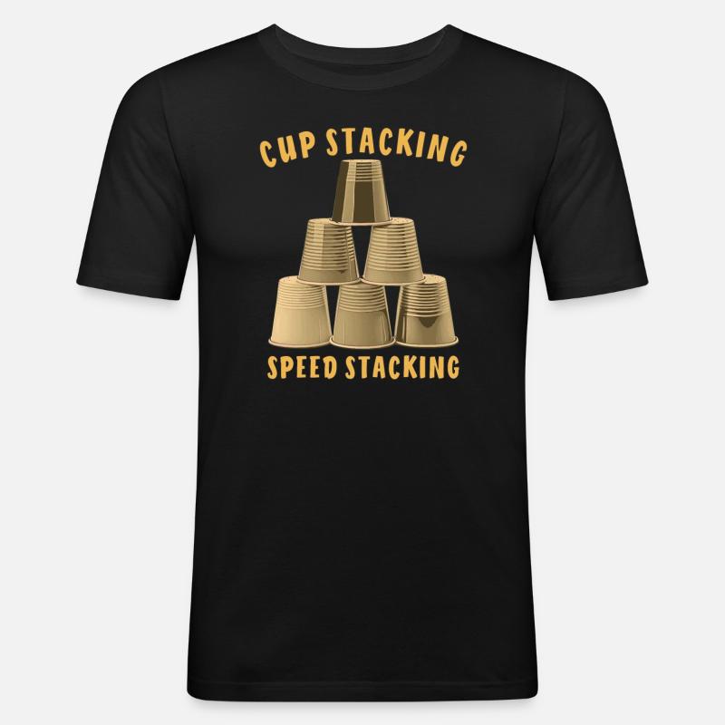 CUP STACKING SPEED STACKING - Männer Slim Fit T-Shirt - Schwarz