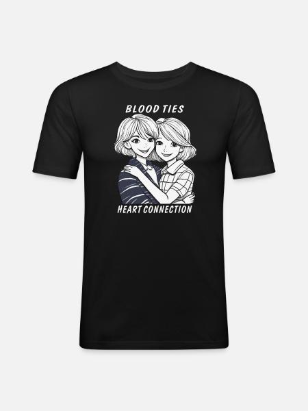 SISTERS BLOOD TIES HEART CONNECTION - Men's Slim Fit T-Shirt - black