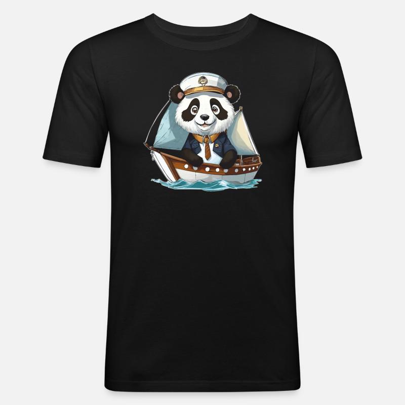 PANDA BEAR SAILING - Men's Slim Fit T-Shirt - black