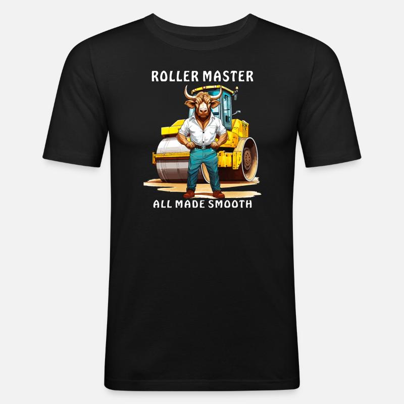 ROLLER MASTER ALL MADE SMOOTH - Männer Slim Fit T-Shirt - Schwarz