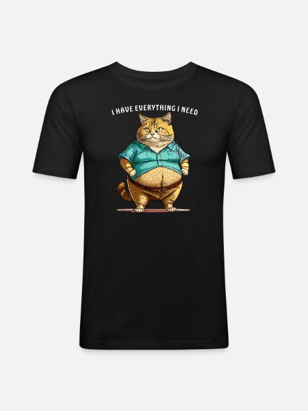 KAT IK HEB ALLES WAT IK NODIG HEB - Mannen slim fit T-shirt - zwart
