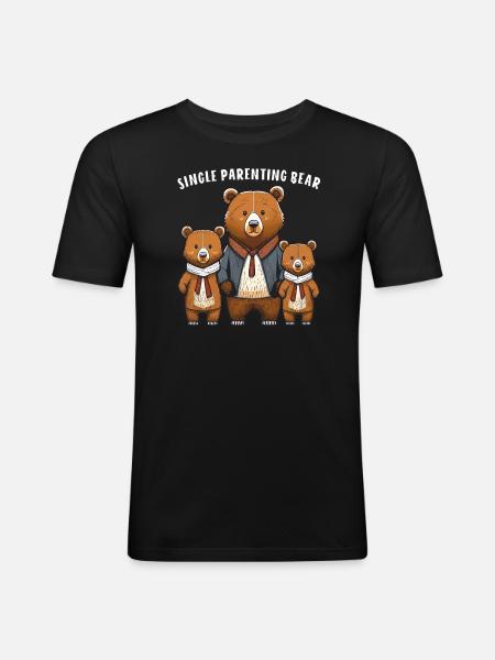 BEARS SINGLE PARENTING BEAR - Men's Slim Fit T-Shirt - black