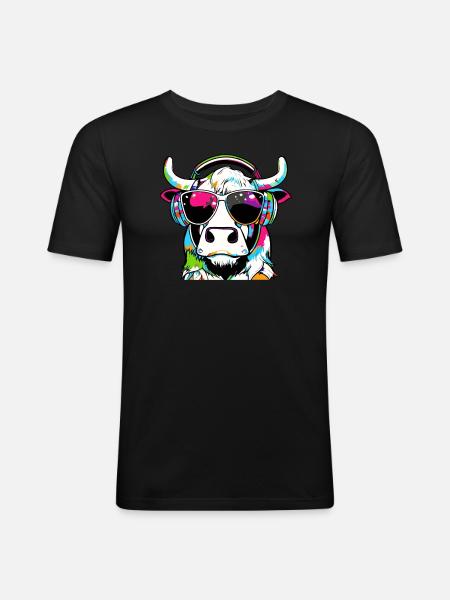 KUH - Männer Slim Fit T-Shirt - Schwarz