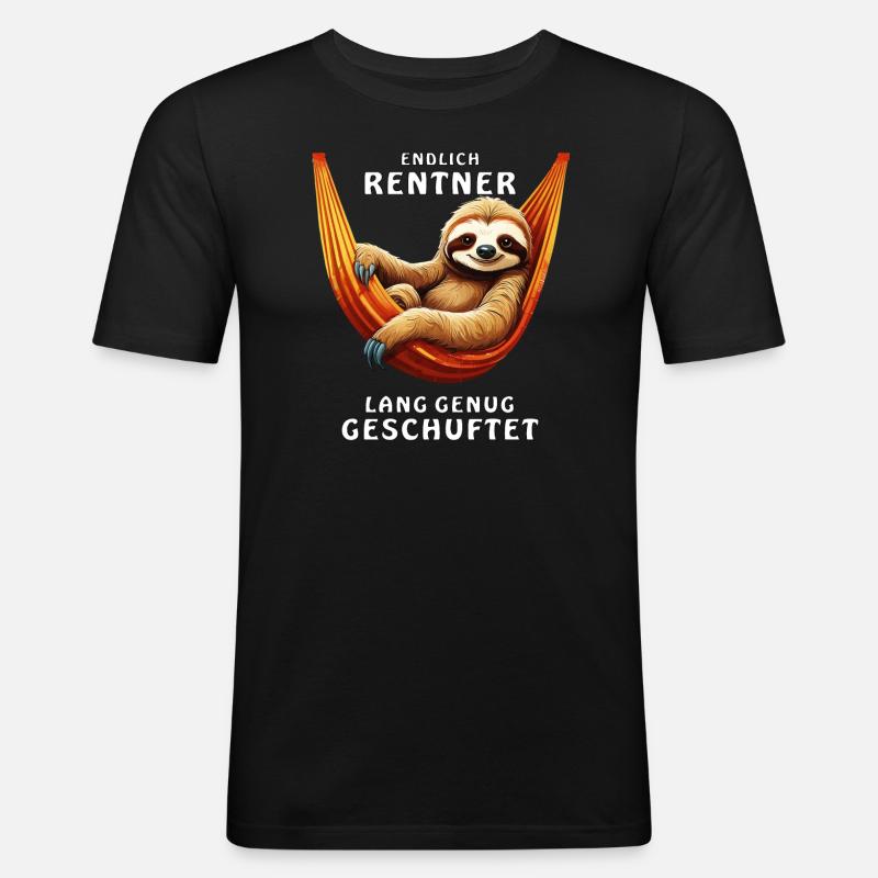 ENDLICH RENTNER LANG GENUG GESCHUFTET - Männer Slim Fit T-Shirt - Schwarz