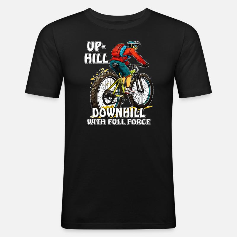 MOUNTAIN BIKER UPHILL DOWNHILL - Men's Slim Fit T-Shirt - black