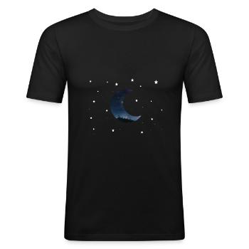 mond und sterne - Männer Slim Fit T-Shirt - Schwarz - Vorne - Nik (191cm)