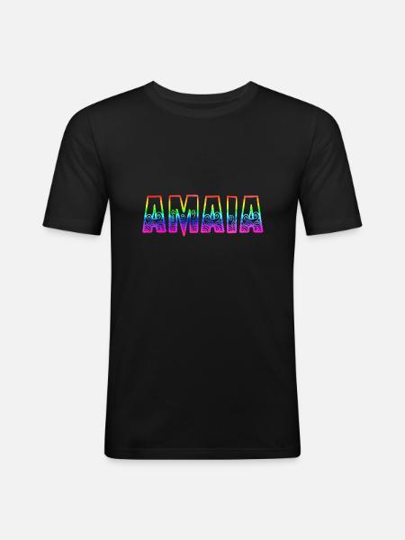 amaia rs rainbow - Men's Slim Fit T-Shirt - black