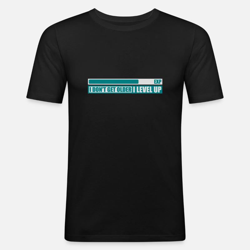 get older level up - Männer Slim Fit T-Shirt - Schwarz