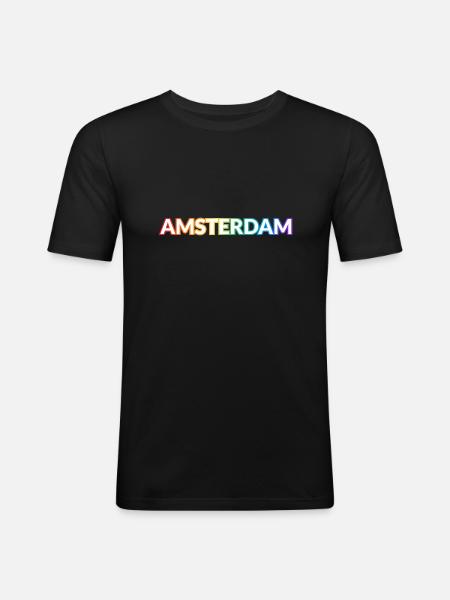 Gay Amsterdam Rainbow - Men's Slim Fit T-Shirt - black