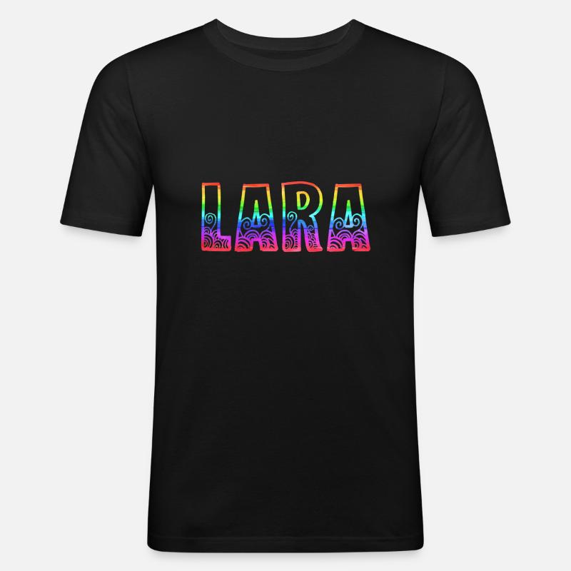 lara rs regenbogen - Männer Slim Fit T-Shirt - Schwarz