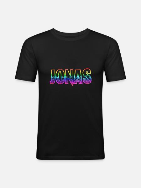 jonas rs regenbogen - Männer Slim Fit T-Shirt - Schwarz