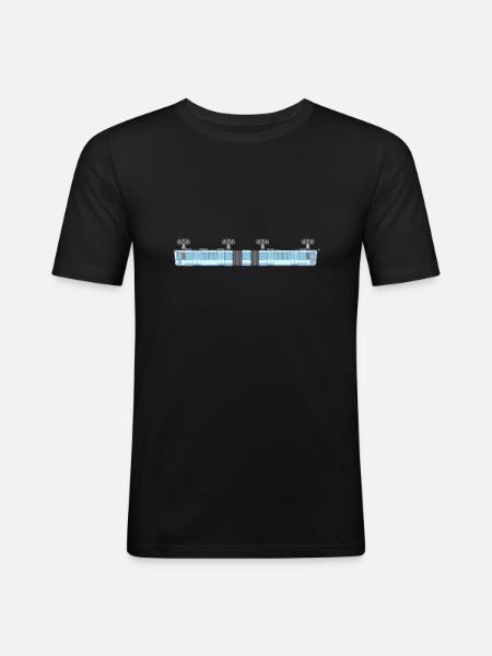 Schwebebahn lang pixelart - Männer Slim Fit T-Shirt - Schwarz