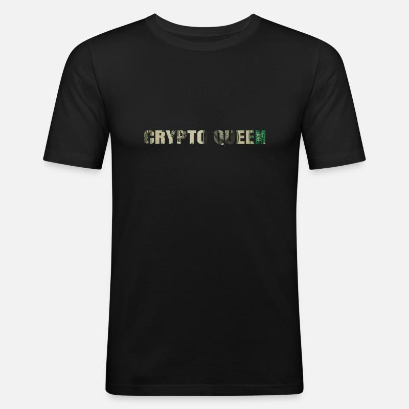 Crypto Queen - Männer Slim Fit T-Shirt - Schwarz