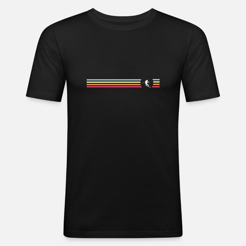 Retro Ski Design - Männer Slim Fit T-Shirt - Schwarz