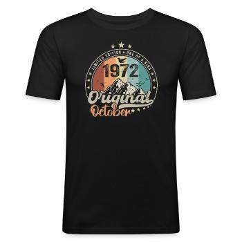 Octobre | les Légendes sont nés en Octobre 1972 - T-shirt près du corps Homme - noir - Devant - Nik (191cm)