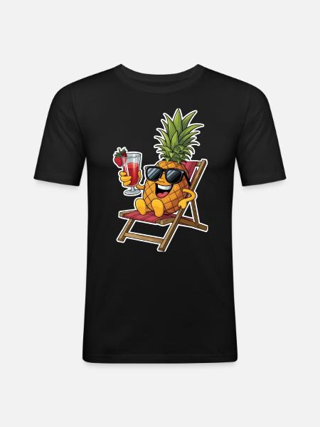 Pineapple - Männer Slim Fit T-Shirt - Schwarz
