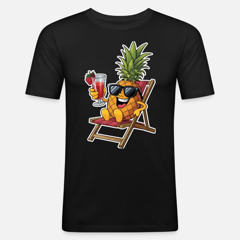 Pineapple - Männer Slim Fit T-Shirt - Schwarz