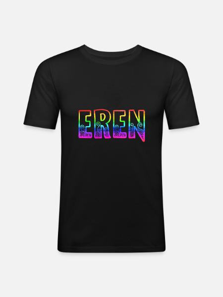 eren rs arc-en-ciel - T-shirt près du corps Homme - noir