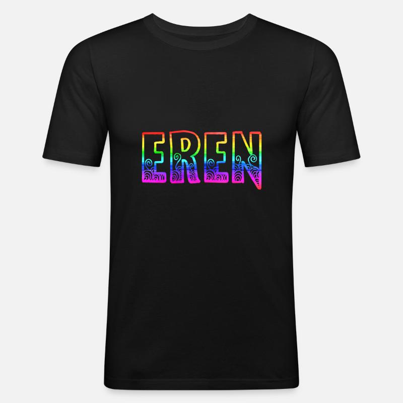 eren rs regenbogen - Männer Slim Fit T-Shirt - Schwarz