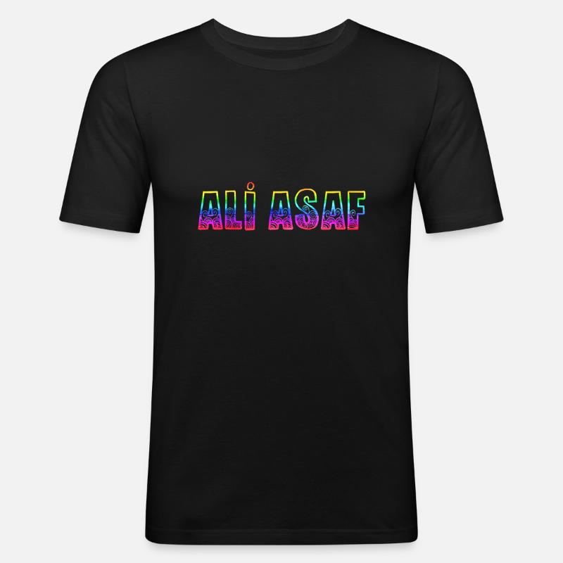 ali asaf rs regenbogen - Männer Slim Fit T-Shirt - Schwarz